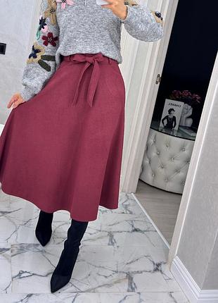 Накладний платіж ❤ замшева спідниця міді вільного покрою крою з кишенями під пояс