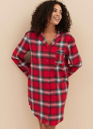 Нова бавовняна фланелева піжамна нічна сорочка халат marks & spencer хлопковая фланелевая пижамная ночная рубашка халат хлопок