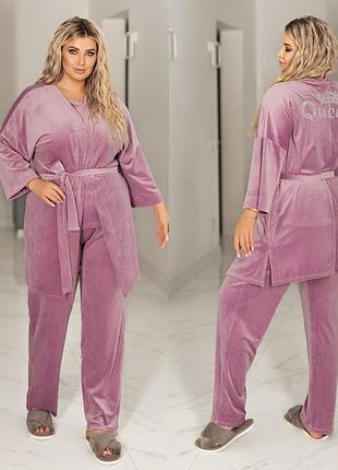 Женский домашний костюм тройка л-3хл