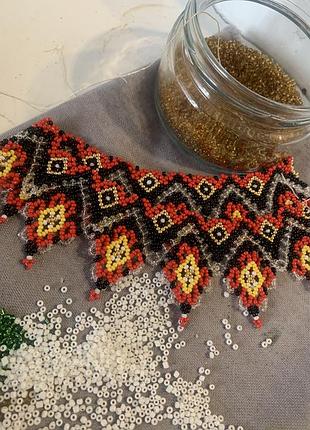 Нове намисто червоне етнічне герлан чокер кольє під вишиванку квіти маки фіалки незабутні подарунок