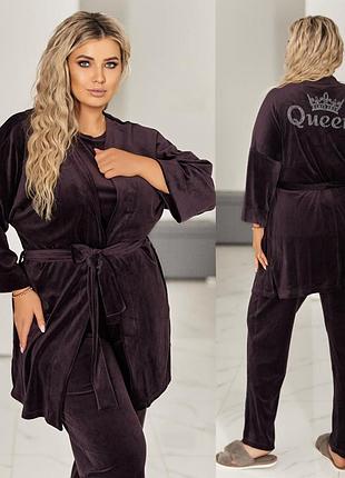 Женский домашний костюм тройка л-3хл