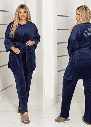 Женский домашний костюм тройка л-3хл