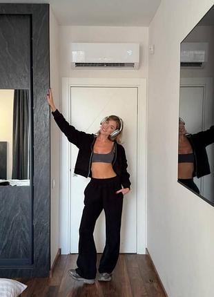 Жіночий повсякденний спортивний костюм двійка штани та кофта на змійці з капюшоном тканина фліс полар