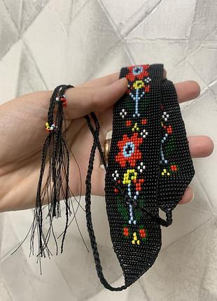 Герлан чокер на шию прикраса на шию чорна під вишиванку