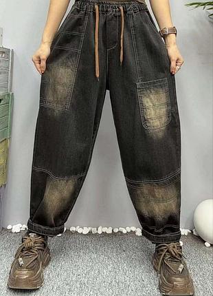 Жіночі джинси-карго з потертостями та кишенями — стиль streetwear