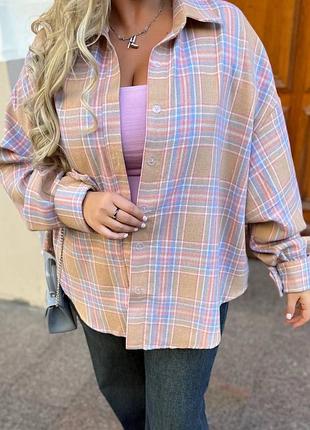 Жіноча повсякденна класична базова рубашка сорочка у клітинку тканина турецький фланель висока якість