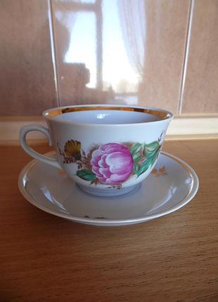 Чайная пара – чашка+блюдце, фарфор ссср