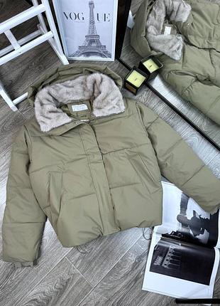 Тепла куртка чорна хакі беж черная бежевая хаки курточка осень теплая