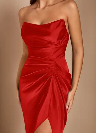 Новое длинное платье в бельевом стиле на тонких брителях, летнее ярко-красное платье, пеньюар