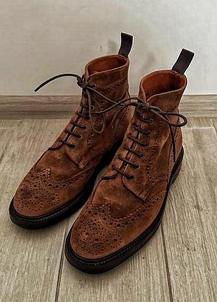 Чоловічі коричневі замшеві черевики броги sanders cheltenham 9 uk