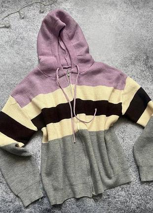 Накладной платеж ❤ выбор цветов💫 шерсть шерстяная кардиган кофта на молнии с капишоном свитер свитер в полоску