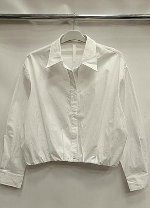 Белая рубашка оверсайз с длинным рукавом, базовая модель, минимализм