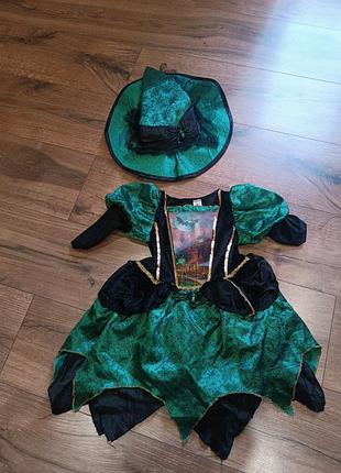 Карнавальное платье с шляпой ведьма ведьмочка на хелловин паук
