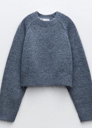 Жіночий вязаний светр теплий короткий zara s-m