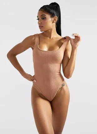 Ребристий боді з регулюванням живота однотонний безшовний mooslover