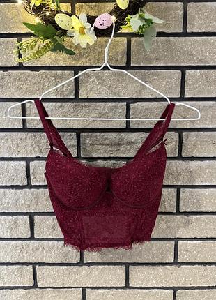 Бюстгальтер бордо кружево бюст корсет еротична білизна