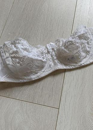 Круглый бюстгальтер ажурный белый бюст кружевной лиф без бретелек warners 34b 75b 70c