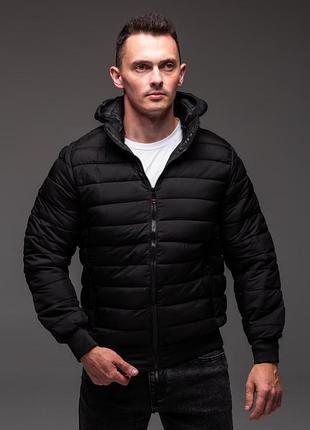 Утепленная черная мужская куртка осень/весна