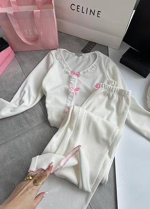 Піжама мрія 3 кольори рожевий білий чорний пижамка со штанами черная белая розовая