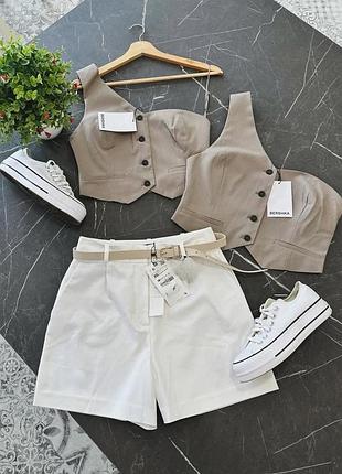 Шорти жіночі zara класичні білі молочні нові xs брюки