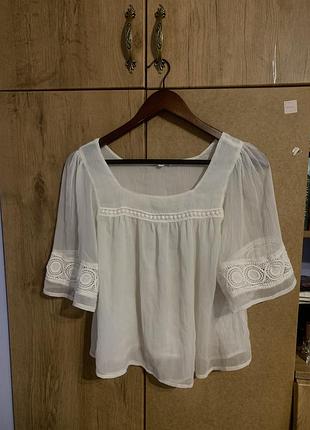 Сорочка літня коротка прозора вінтажна легка жіноча біла кремова