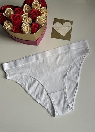 Нові бавовняні трусики в рубчик широка резинка 💙💛 сток