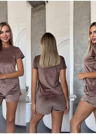 Велюрова піжама трійка