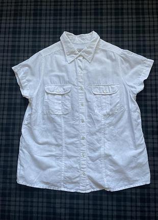 Блуза жіноча з коротким рукавом cherokee біла льон бавовна