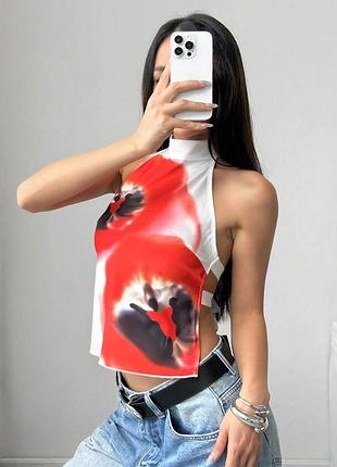 Топ квітковий принт на завʼязках