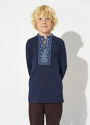Вишиванка для хлопчика карпатська блакитна на синьому