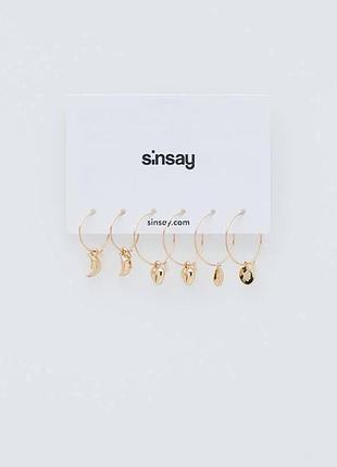 Набір сережок-кілець sinsay із підвісками (6 шт.)