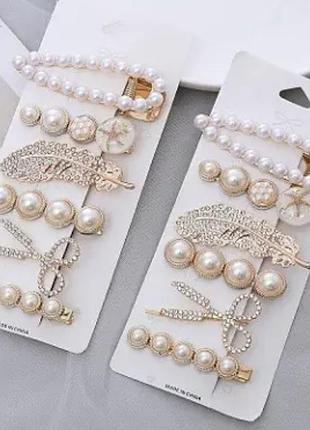 Заколки, зажимы, заколки для волос набор жемчужины 6 шт