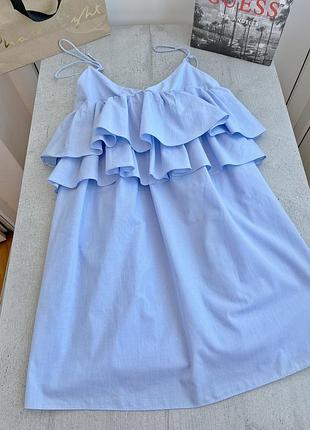 Платье мини на девочку невысокого роста пышное с воланами мини пышная голубая