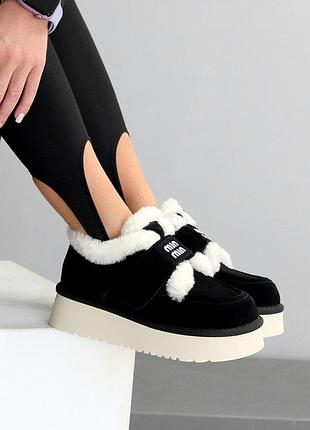 Удобные черные женские угги автоледи зимние теплые на меху зима