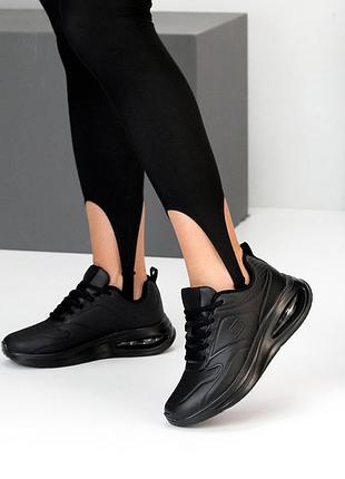Sale комфортні чорні жіночі кросівки осінні еко-шкіра весна осінь