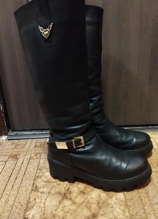 Сапоги кожаные на натуральном меху