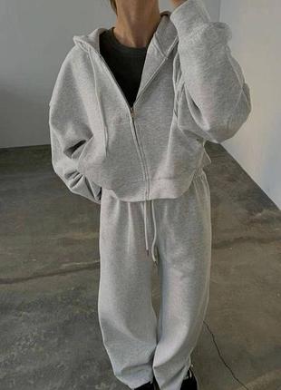 Женский теплый оверсайз спортивный костюм | худи и брюки | 1585