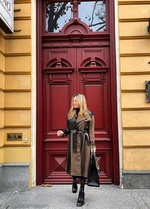 Комбінований плащ - тренч овеча шкіра та котон emilio pucci