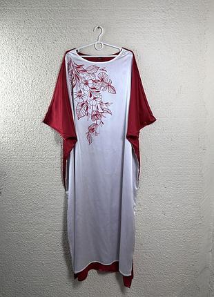 Сатинова максі сукня кімоно батал, великий розмір