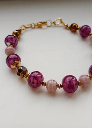 Браслет, кранське скло, кришталеве скло, позолота