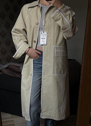 Плащ довгий тренч zara