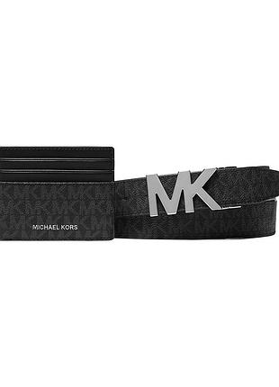 Подарунковий набір michael kors для чоловіків [ремінь та гаманець] (black)