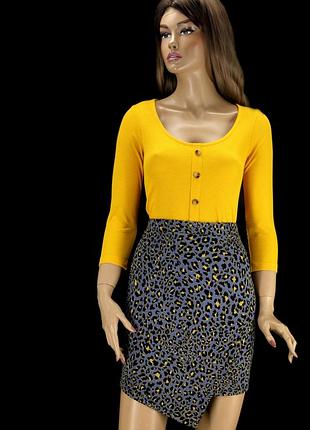 Брендовая асимметричная юбка мини "george" с леопардовым принтом. размер uk8/ eur36 и uk16/eur44.