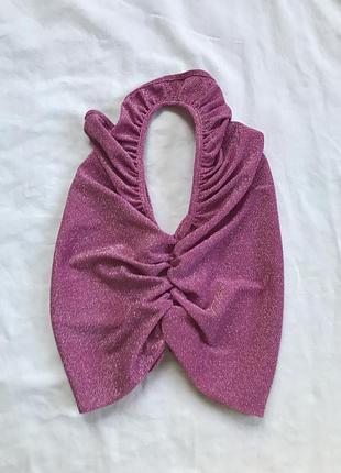 Кроп топ майка блискуча стиль горло гольф