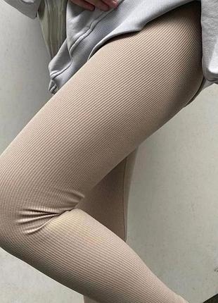 Утепленные бесшовные лосины в рубчик