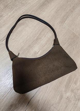 Шоколадна вельветова сумка/багет