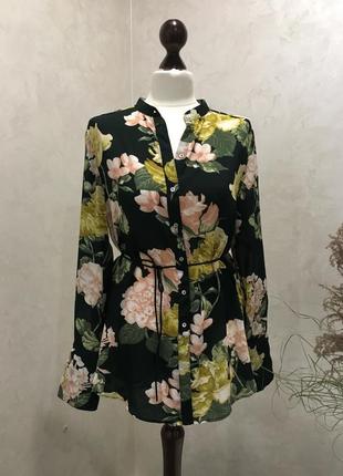 Шовкова блуза природа квіти від h&m в стилі kenzo2 фото