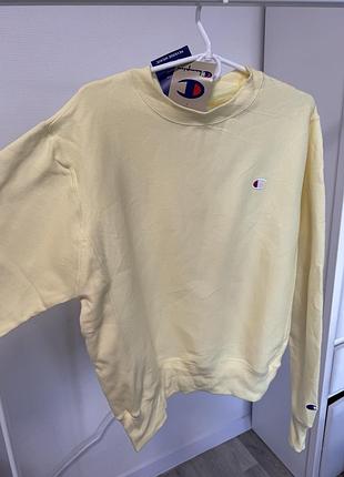 Світшот кофта champion original жовтого кольору на флісі
