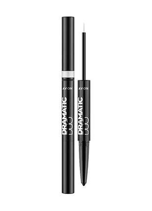 Уценка! avon черный механический карандаш+ белая жидкая подводка 2-в-1 ( dramatic duo 2 in 1 pencil and liquid eyeliner)