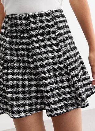 Юбка юбка твидовая твид букле мини трапеция высокая посадка гусиная лапка теннисная женская